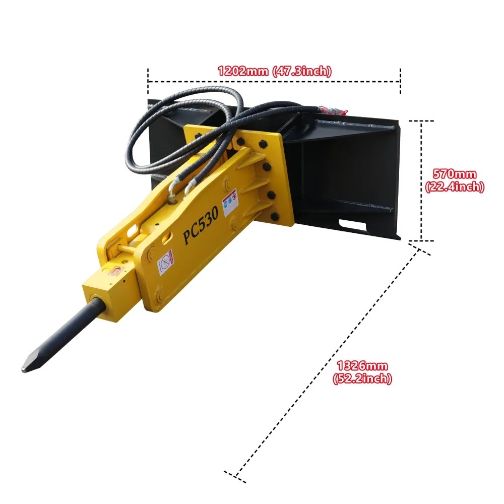 Skid steer hydraulic breaker attachment view 2