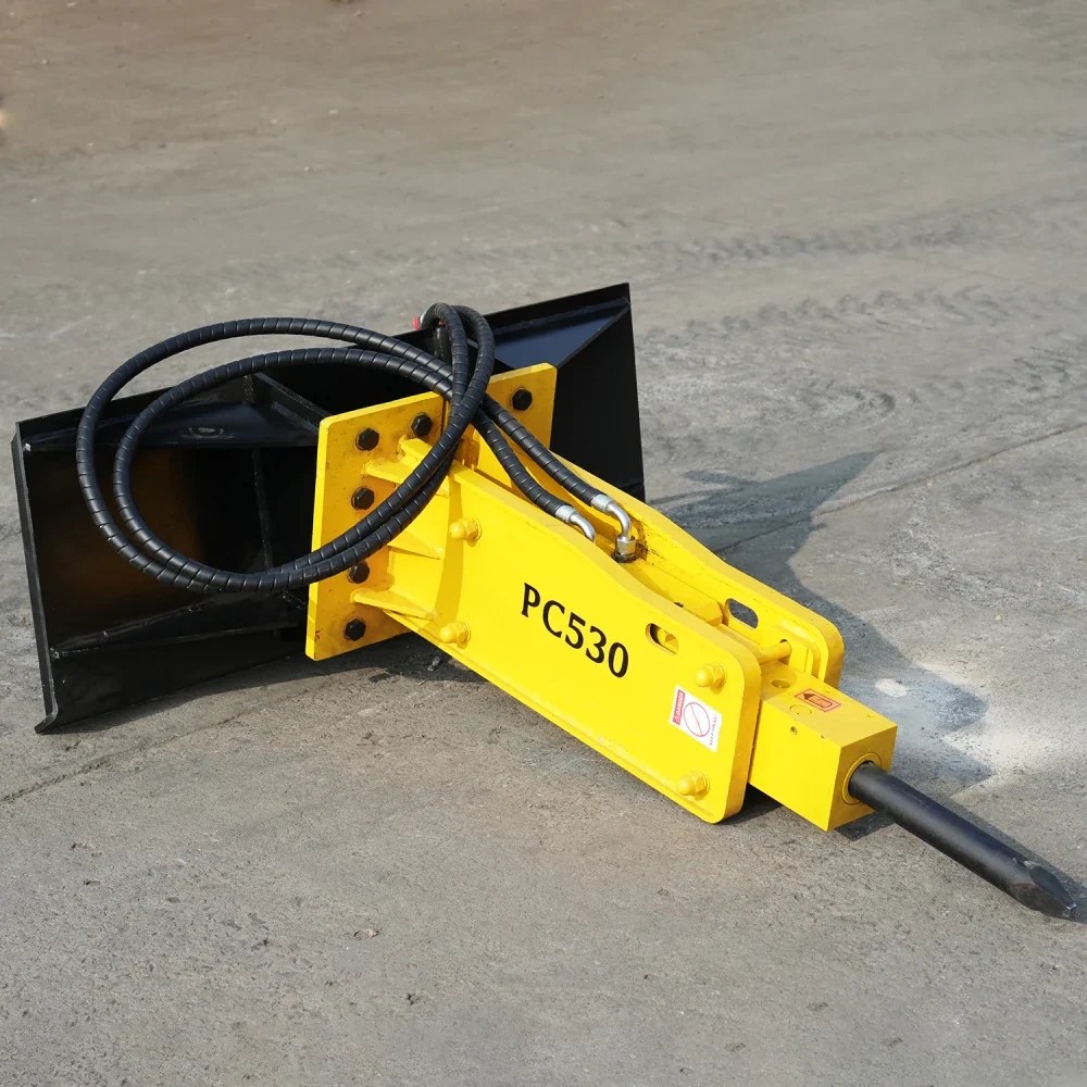 Skid steer hydraulic breaker attachment view 3