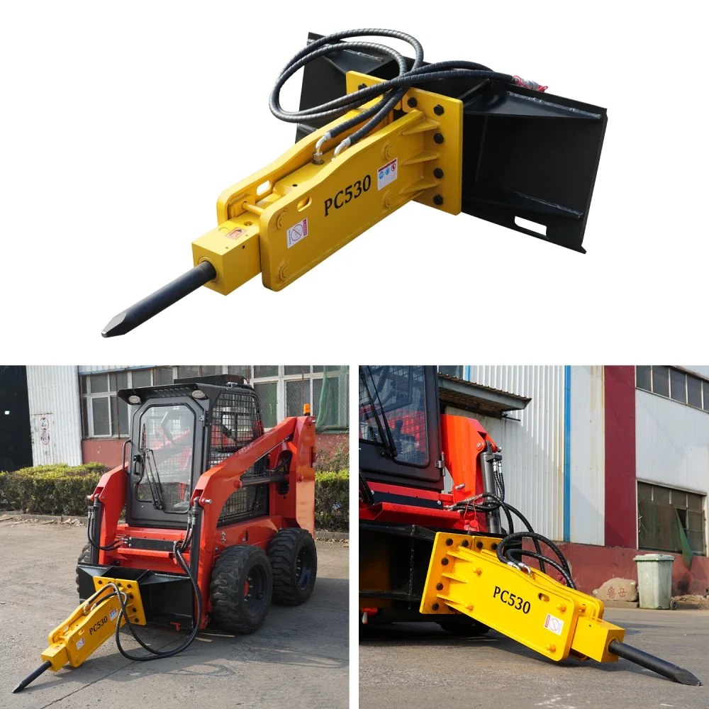 Skid steer hydraulic breaker attachment view 4