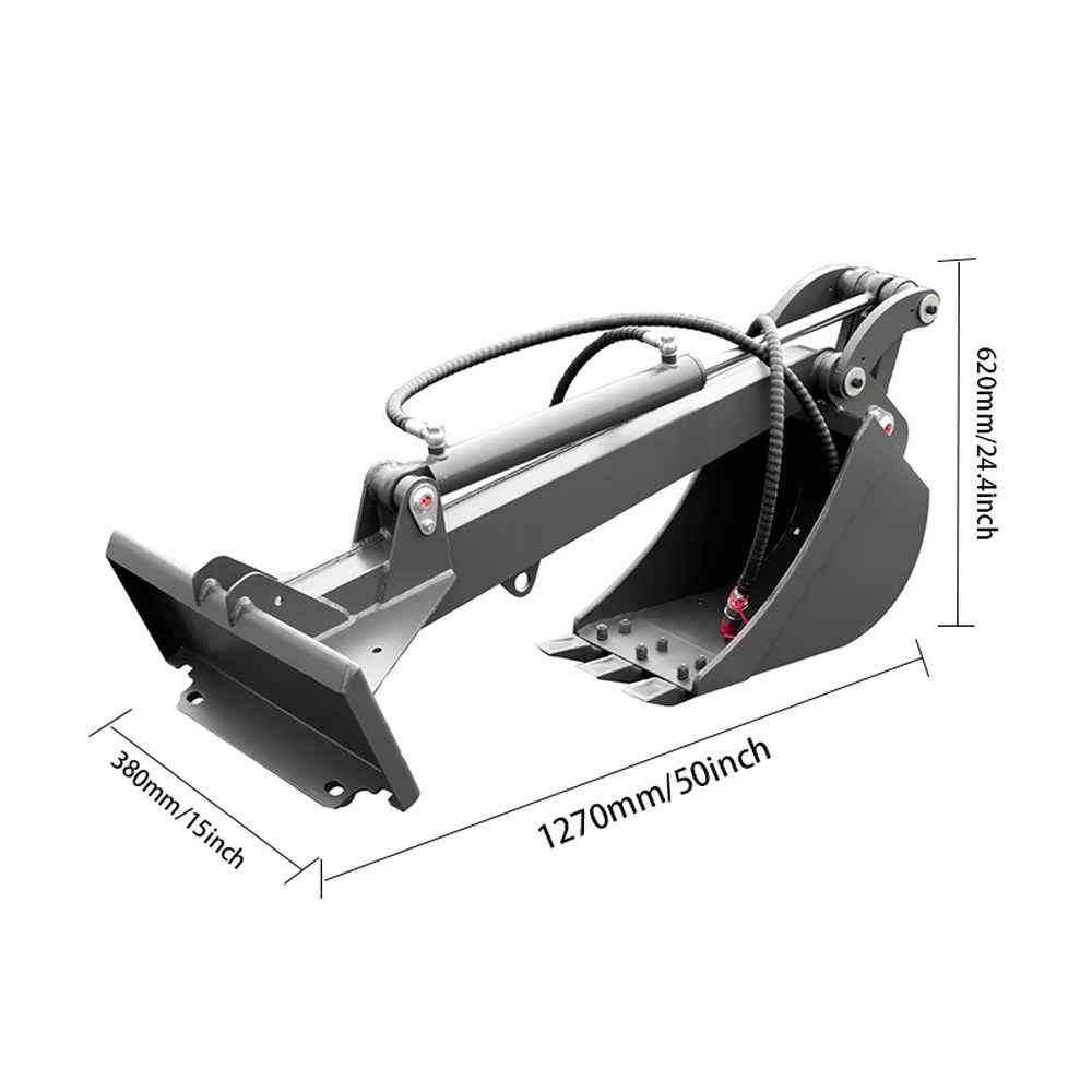 Skid steer backhoe digger attachment view 2