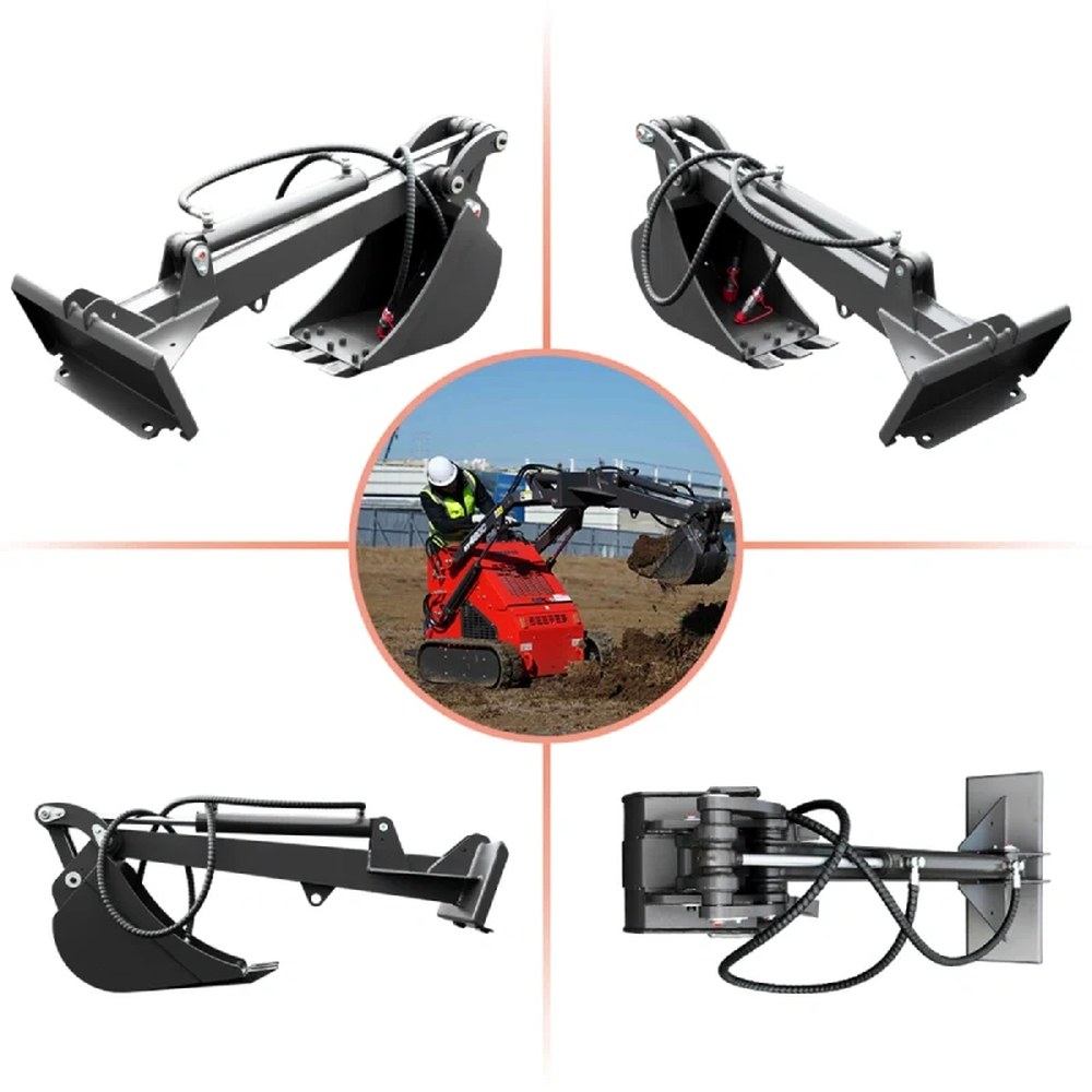 Skid steer backhoe digger attachment view 4