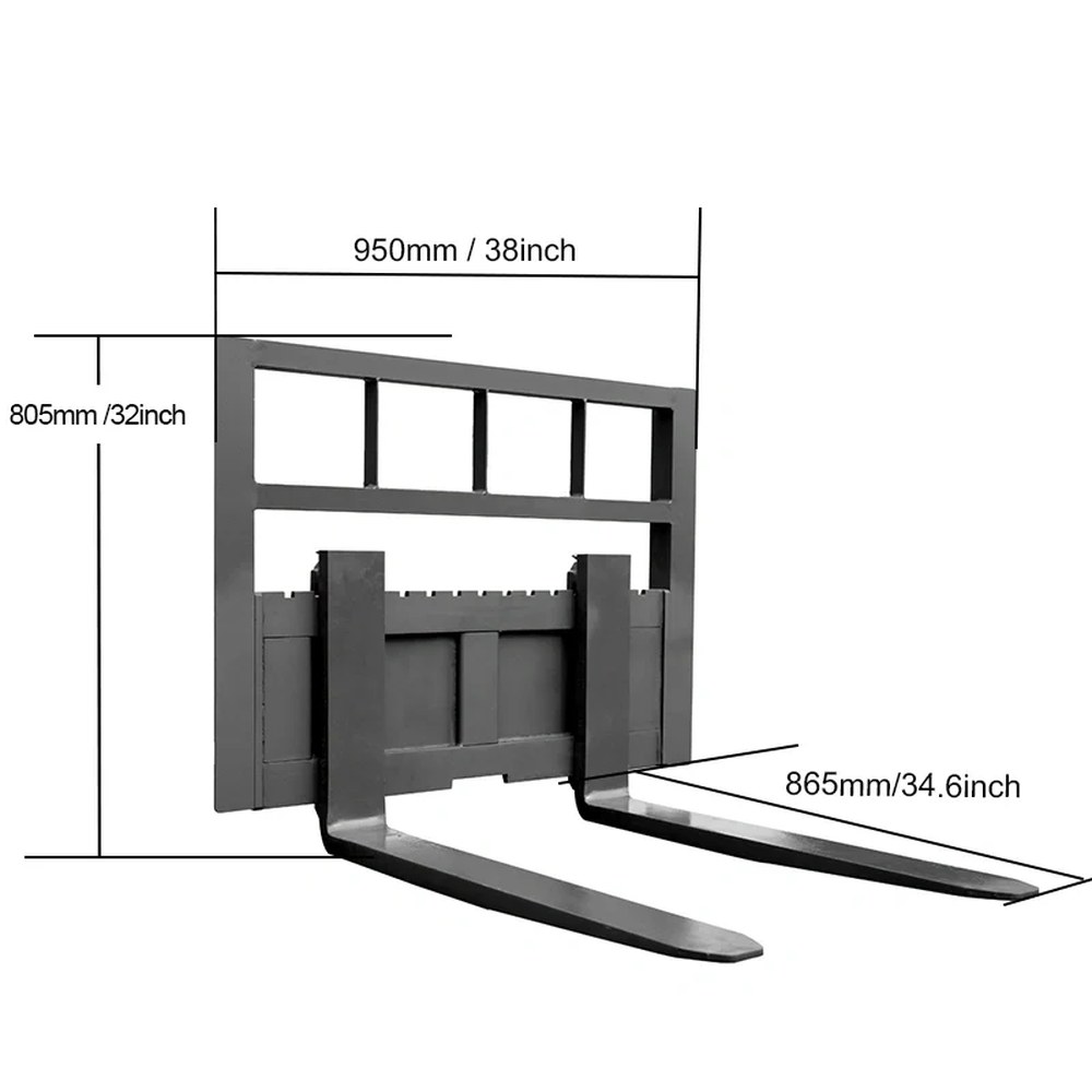Skid steer pallet fork attachment view 2